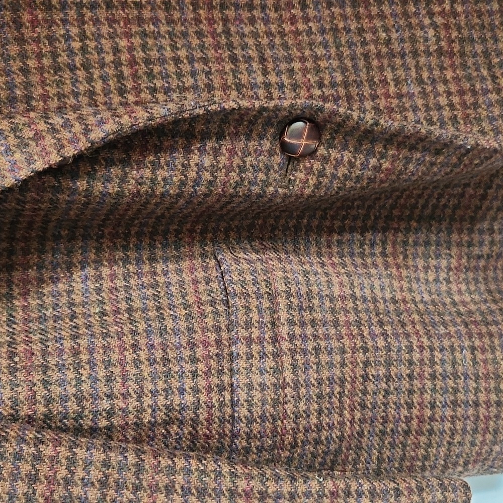 Wool Houndstooth Brown Blazer Jacket - image 3